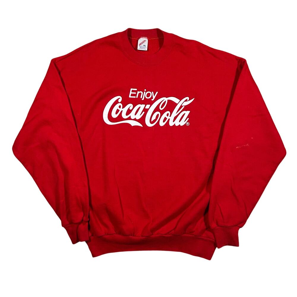 Vintage 1980s Jerzees Coca-Cola Spell Out Crewneck Sweatshirt